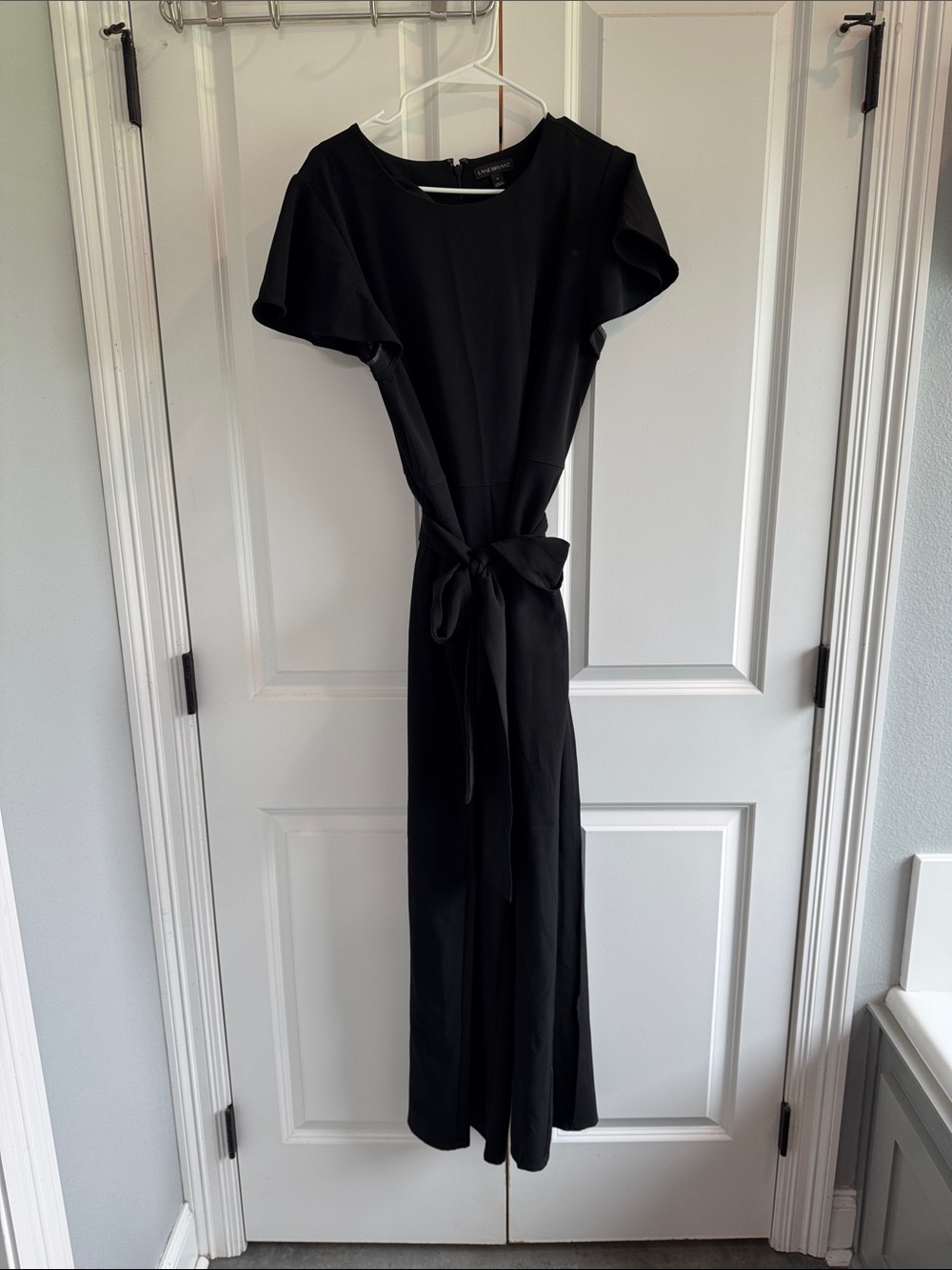 Lane Bryant women’s Black Flutter-Sleeve Tie-Waist Jumpsuit